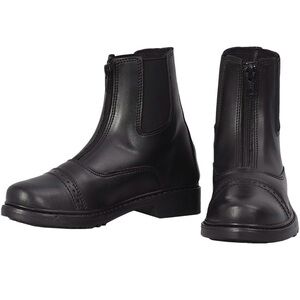 Kids' Black Leather Boots with Zipper